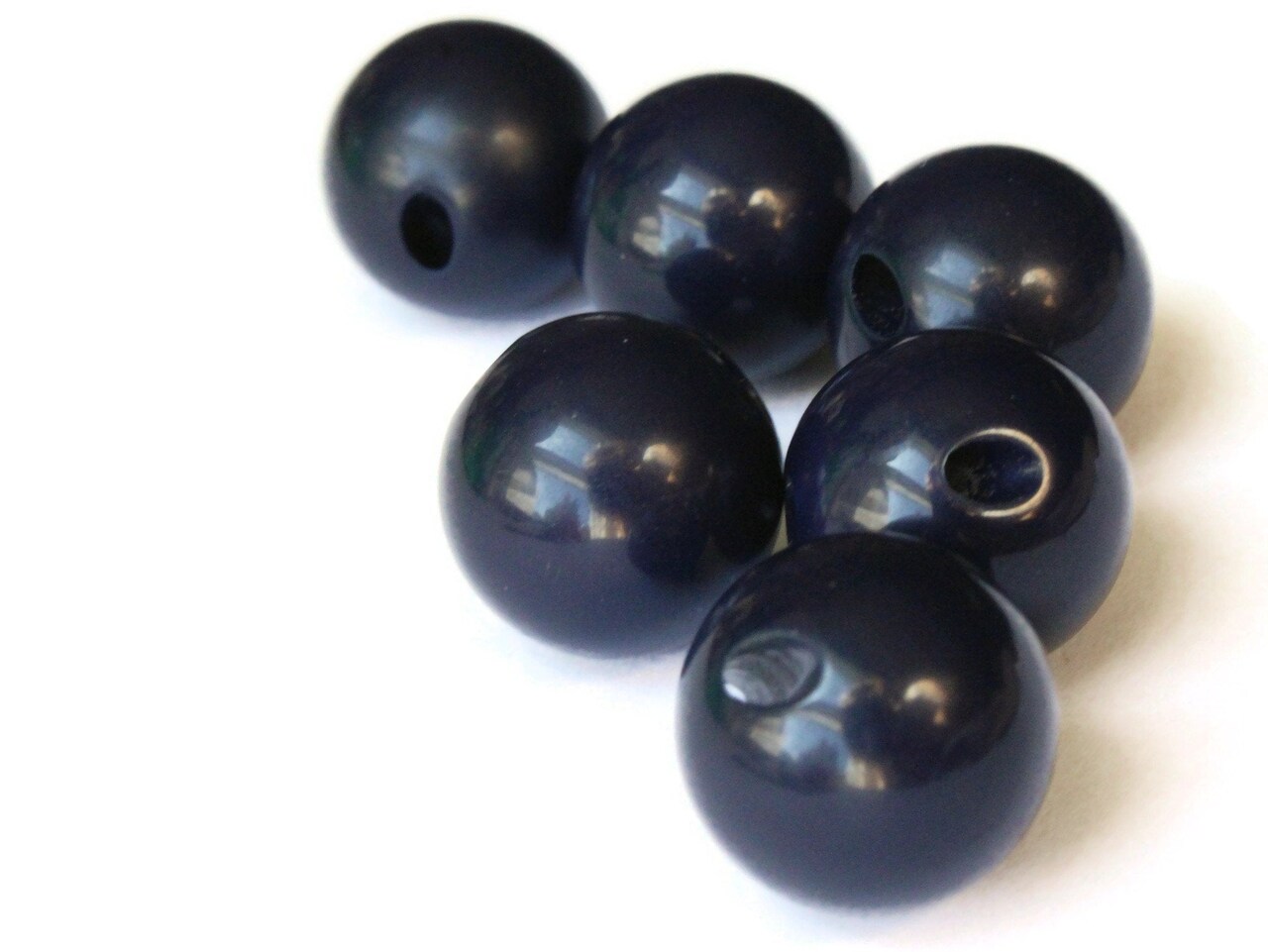 6 16mm 5/8 Inch Navy Blue Ball Buttons Vintage Lucite Round Buttons
